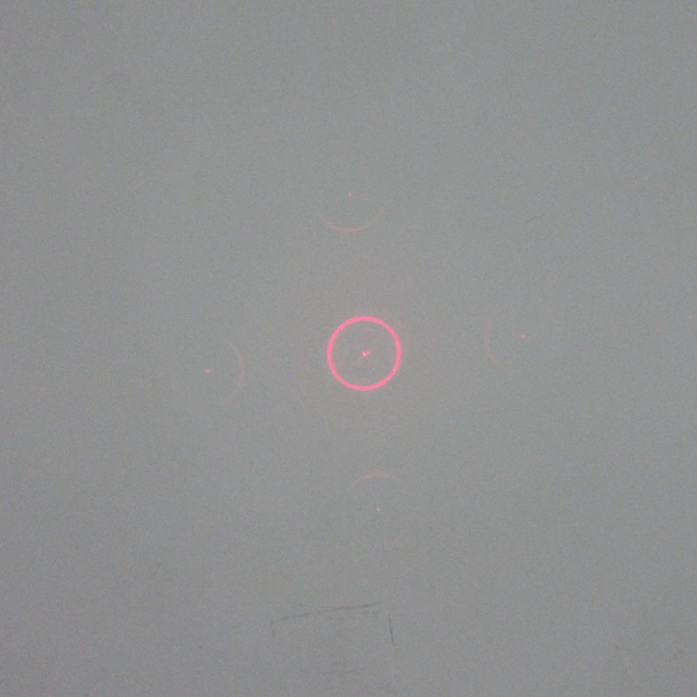 red green blue The small circle is dotted in the middle of the circle laser module